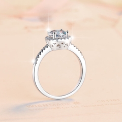 Nhẫn bạc ý 925 nữ kim cương MOISSANITE 6.5mm chứng nhận GRA  N002