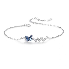 Lắc tay bạc ý 925 pha lê Swarovski Blue butterfly CECY 1806