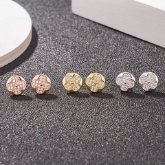 Khuyên tai bạc ý 925 mạ vàng 18k pha lê Swarovski - LV CECY 06186