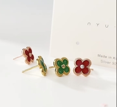 Khuyên tai bạc ý 925 mạ vàng 18k Four-leaf clover  C- 2775