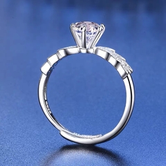 Nhẫn bạc ý 925 kim cương MOISSANITE tinh xảo viên chủ 6li5 chứng nhận GRA 0091