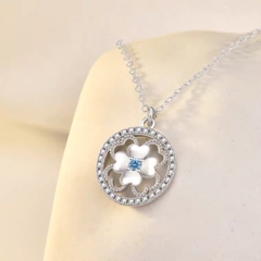 Dây chuyền bạc ý 925 pha lê Swarovski - white flower