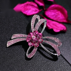 Trâm cài áo pha lê Swarovski CECY -Flower Pink