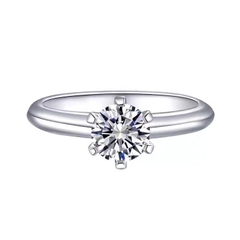 Nhẫn bạc ý 925 mạ vàng 18k -  kim cương Moissanite