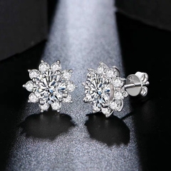 Khuyên tai kim cương Moissanite  Snowflakes  S925  2216