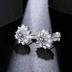 Khuyên tai kim cương Moissanite  Snowflakes  S925  2216