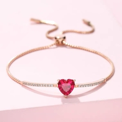 Lắc tay bạc ý 925 pha lê Swarovski Red heart  dây rút LTSW1