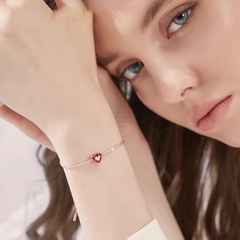 Lắc tay bạc ý 925 pha lê Swarovski Red heart  dây rút LTSW1