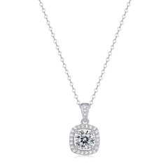 Dây chuyền Bạc ý 925 mạ vàng 18k kim cương Moissanite M1413