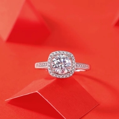 Nhẫn bạc ý 925 mạ vàng 18k -  kim cương Moissanite MN1