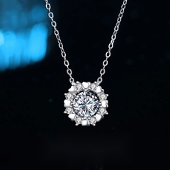 Dây chuyền bạc ý 925 kim cương Moissanite 6li5  kiểm định GRA mặt tròn CECY 0709