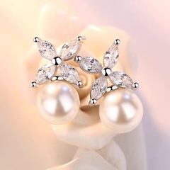 Bông tai Bạc ý 925  Pearl -  Crystal DCEC06