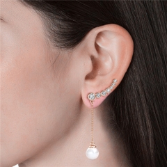 Khuyên tai bạc ý 925 mạ vàng 18k pha lê Swarovski khuyên vành tai  dài 2612