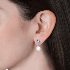 Khuyên tai bạc ý 925 Rose pha lê Swarovski K12052