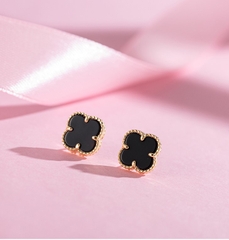 Khuyên tai s925 Four leaf clover phủ vàng hồng 18k