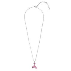 Dây chuyền bạc ý 925 pha lê Swarovski Pink Dolphin 29122