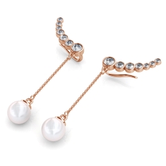 Khuyên tai bạc ý 925 mạ vàng 18k pha lê Swarovski khuyên vành tai  dài 2612