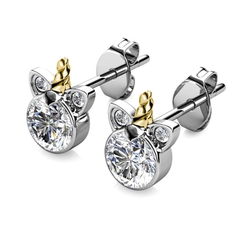 Khuyên tai bạc ý 925 pha lê Swarovski khuyên tai cho mẹ và bé linh vật Unicorn DE0345