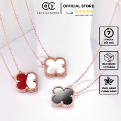 Dây chuyền cỏ 4  lá CECYDEJEWEL bạc ý 925 mạ vàng 18K Dây Chuyền Đá Thiên Nhiên tinh xảo đẳng cấp