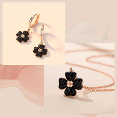 Bộ trang sức bạc ý 925 mạ vàng 18k Swarovski - Four-leaf clover