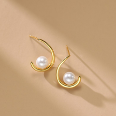 Khuyên tai ngọc trai mạ vàng 18k- Cecy BTBS045