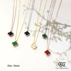 Dây chuyền cỏ 4  lá CECYDEJEWEL bạc ý 925 mạ vàng 18K Dây Chuyền Đá Thiên Nhiên tinh xảo đẳng cấp