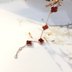 Lắc tay cỏ 4 lá màu đỏ bạc ý 925 nổi bật tinh xảo CECY JEWELRY