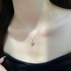 Dây chuyền bạc ý 925 kim cương nhân tạo MOISSANITE chứng nhận GRA 5li 007