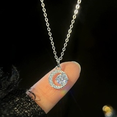 Dây chuyền bạc ý 925 kim cương nhân tạo MOISSANITE chứng nhận GRA 5li 007