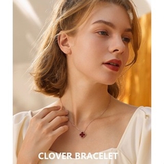 Dây chuyền cỏ 4  lá CECYDEJEWEL bạc ý 925 mạ vàng 18K Dây Chuyền Đá Thiên Nhiên tinh xảo đẳng cấp