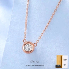 Dây chuyền bạc ý 925 mạ vàng 18k kim cương Moissanite GRA 5li