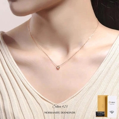 Dây chuyền bạc ý 925 mạ vàng 18k kim cương Moissanite GRA 5li