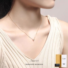 Dây chuyền bạc ý 925 mạ vàng 18k kim cương Moissanite GRA 5li