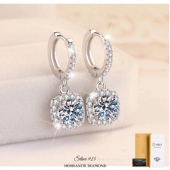 Bông tai kim cương Moissanite bạc ý 925 mạ bạch kim bông tai nữ sang trọng tinh tế thanh lịch