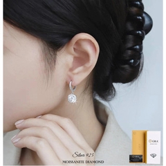 Bông tai kim cương Moissanite bạc ý 925 mạ bạch kim bông tai nữ sang trọng tinh tế thanh lịch
