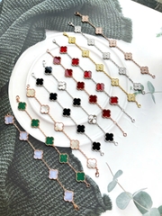 Lắc tay cỏ 4 lá bạc ý mạ vàng 18k tinh xảo CECY JEWELRY