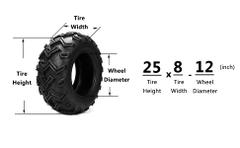 Lốp (vỏ) 25x8.00-12 hoặc 25x8-12 và 25x10-12 dùng xe ATV / UTV