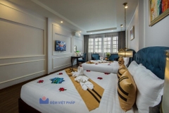 Bộ chăn ga gối kẻ sọc 50% cotton 50% poly T200 VP200K  Đệm Việt Pháp
