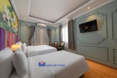 Bộ chăn ga gối kẻ sọc 50% cotton 50% poly T200 VP200K  Đệm Việt Pháp