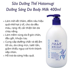 Sữa Dưỡng Thể Ban Đêm Reihaku Hatomugi Body Milk Cấp Ẩm Làm Mịn Da 400ml