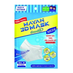Khẩu Trang Mayan 3D Mask Media Chống Bụi PM 2.5 4 lớp - Gói 5 cái - NGƯỜI LỚN