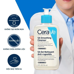 Sữa Rửa Mặt Cerave Sa Smoothing Cleanser Sữa Rửa Mặt Cerave Làm Sạch & Tẩy Tế Bào Chết 236ml