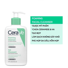 [CERAVE] Sữa rửa mặt tạo bọt Cerave Foaming Facial Cleanser (DA THƯỜNG, DẦU)