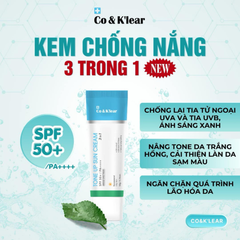 Kem Chống Nắng Co&Klear Tone Up 3IN1, Kem Chống Nắng Phổ Rộng SPF 50+ PA++++, Kem Chống Nắng Nâng Tone 50g