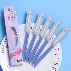 Bộ 5 dao cạo lông mày, lông mặt (có lớp bảo vệ) cho nữ KAI (7g x5) (XANH)