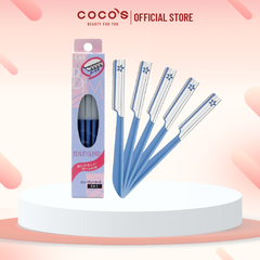 Bộ 5 dao cạo lông mày, lông mặt (có lớp bảo vệ) cho nữ KAI (7g x5) (XANH)