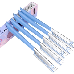 Bộ 5 dao cạo lông mày, lông mặt (có lớp bảo vệ) cho nữ KAI (7g x5) (XANH)