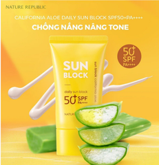Kem Chống Nắng Nâng Tone Nature Republic California Aloe Daily Sun Block SPF50+PA+++ 57ml