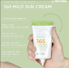 KEM CHỐNG NẮNG HẰNG NGÀY 365 PRETTYSKIN THE PURE JEJU CICA 365 MILD SUN CREAM