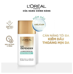 Kem Chống Nắng L'Oreal  UV Defender Matte & Fresh Mịn Nhẹ Kiềm Dầu Thoáng Mịn Da 50ml  SPF 50+ PA ++++
